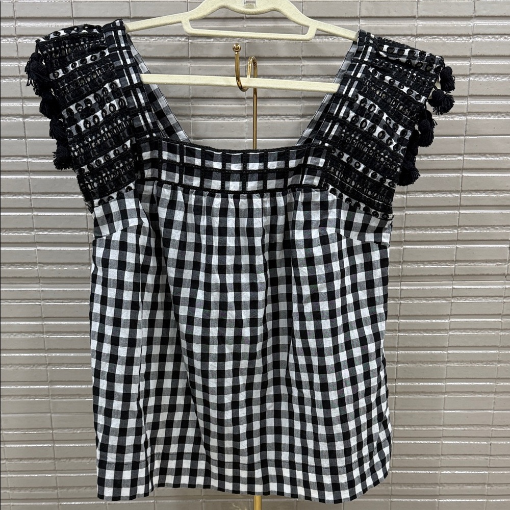 J. Crew Black and White Checkered Blouse